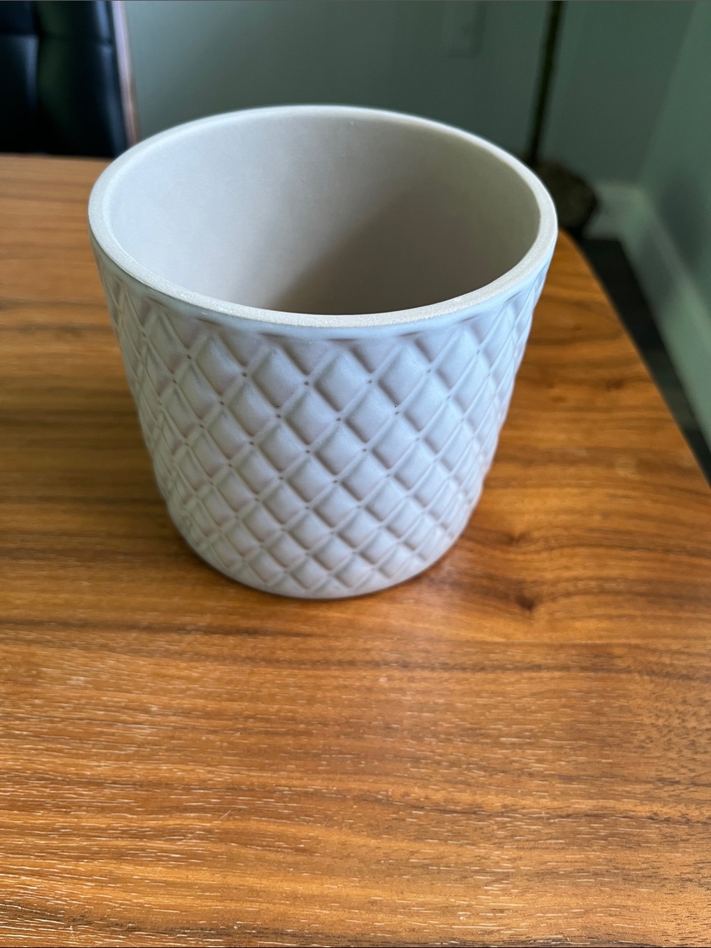 Light Gray and Cream Pot / Planter